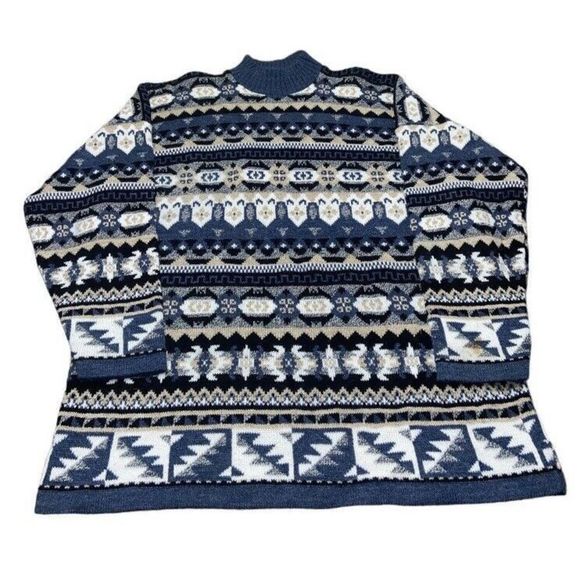 Vintage 90s Mock Neck Adele Sweater Cottagecore Grandmacore Knitwear Women’s XXL - Picture 1 of 6